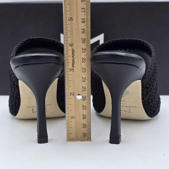 NIB Marc Fisher LTD Dako Square Toe Slip-on Heeled Dress Sandals—Black Crochet—6 - Picture 7 of 16